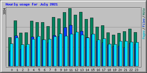 Hourly usage for July 2021